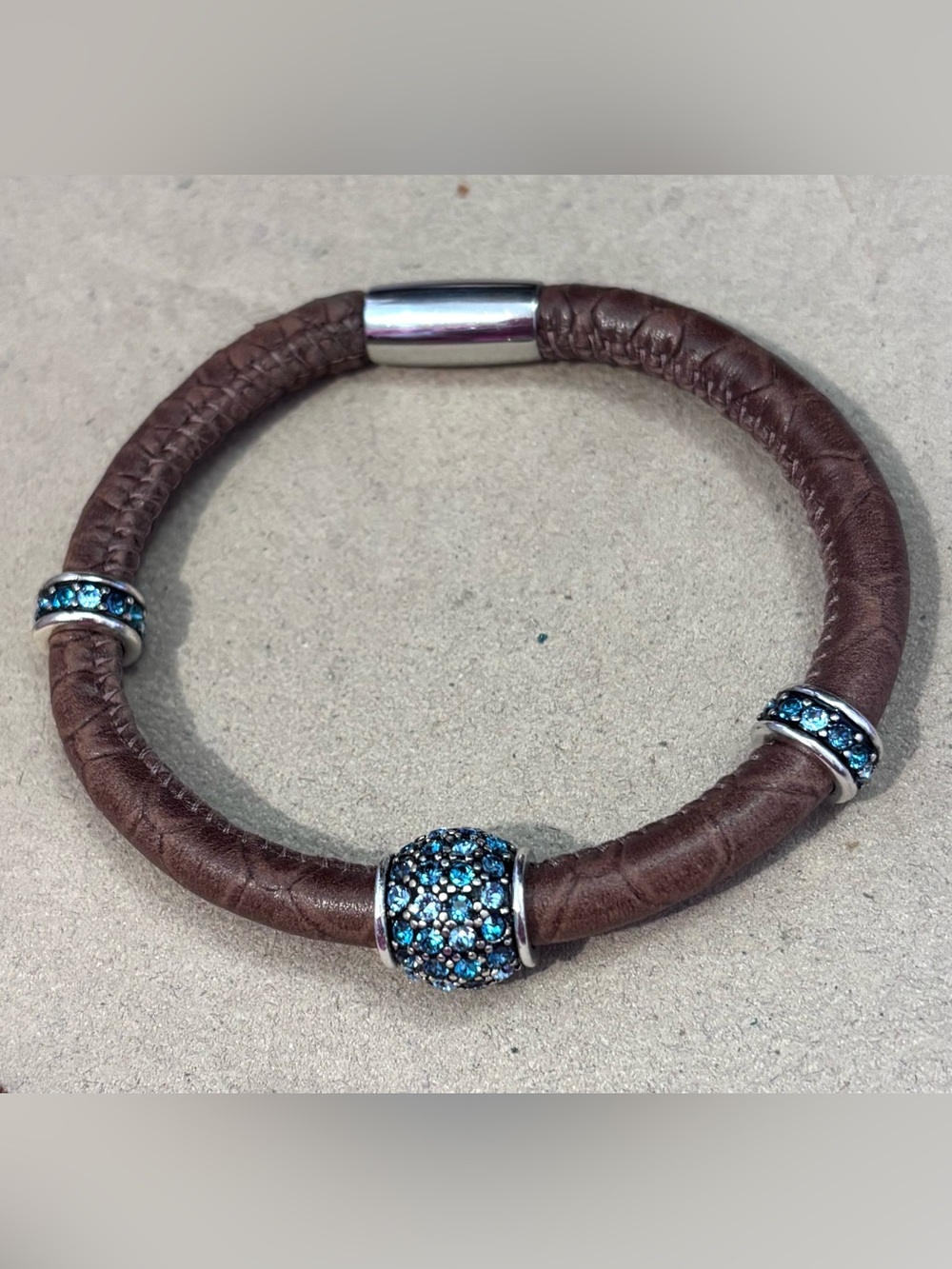 Two 🆕 Brighton Crystal Voyage spacers Thin beads 2 tones Blue crystals Retired - Picture 8 of 8